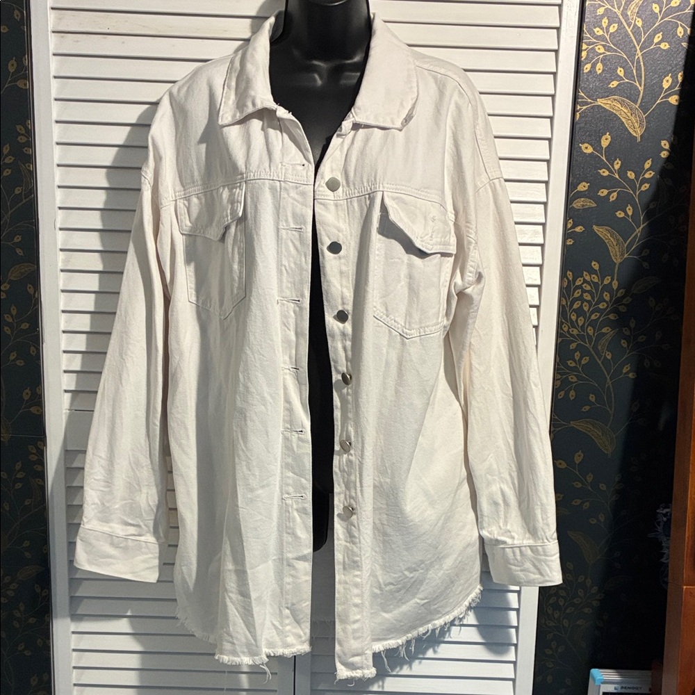 White Button-Up Shirt Jacket